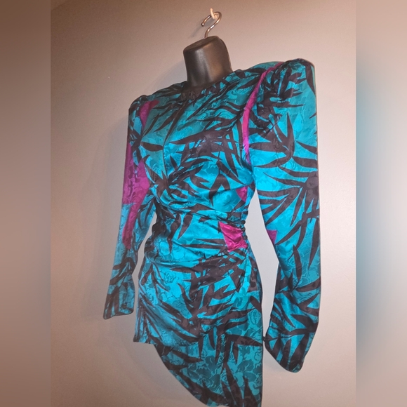 polly magoo Tops - Elegant Teal and Pink Women's Blouse